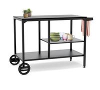Cozze® BBQ Station, Chariot de Cuisine extérieure sur Roues, étagère réglable 3 Niveaux pour Four à Pizza, Acier zingué thermolaqué, Charge Max 100 kg, 115 x 60 x 90 cm, Noir