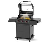 Cozze Fuze Core - Barbecue à gaz 3 brûleurs, 60 cm, 30 mbar | Grille inox 304, surface 60 x 42 cm, couvercle vitré, éclairage intégré, tiroir latéral, 6 crochets
