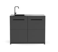 cozze® Module Évier Cuisine d'Été / Extérieur - Meuble avec Lavabo & Plan de Travail HPL 15 mm - Acier Résistant - 90x110x60 cm