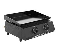 Cozze® Plancha gaz G-400 - plancha de table 2 brûleurs 4,4 kW (30 mbar), plaque émaillée 48×35 cm, bac récupérateur de graisses, noir