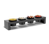 Cozze® Station à Garnitures pour Cuisine d’Extérieur - 4 Bols antiadhésifs, à Suspendre sur Back Grid & Stations Cozze, Aussi utilisable sur Table, Noir Mat