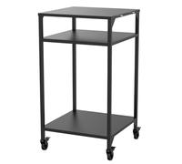 Cozze® | Table extérieure Haute H110 cm Ouverte Noire | Hauteur idéale pour Four à Pizza | Étagère Fixe | 4 roulettes Ø75 mm | 4 Crochets Inclus | Acier thermolaqué | Charge Max 50 kg