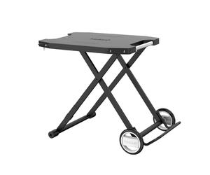 cozze® | Table extérieure Pliante Noire | Design léger et Stable | pour Cuisine extérieure et Camping | 2 Roues intégrées | Poignées INOX | 4 Crochets | Acier thermolaqué | Charge Max 50 kg