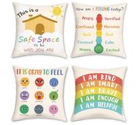 COZZSNUGE Housses de Coussin Coin Calme Soleil Arc-en-Ciel Enfant Velouté Taies d'oreiller Décoratives pour Canapé Lit Maison Salle de oin Lecture 45 x 45 cm Lot de 4