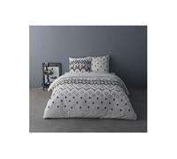 CPM - Parure de lit ethnique Henri - 100% coton percale - 240 x 220 cm - Blanc - Henri