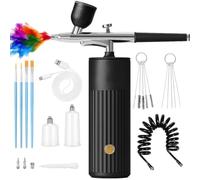 Cpolebev Ensemble de Recharge pour Aérographe Portable, Kit D'Aérographe à Main Sans, Compresseur de 48 Psi pour le Maquillage de L'Art Nail