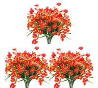 Cpolebev Fleurs Artificielles Anthurium 12 Vert Rouge Déco Jardin Maison | Look haut de gamme pour mariages, jardins et espaces intérieurs; 12 bouquets plastiques durables et faciles à ajuster.