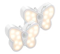 Cpolebev Lampe de Nuit LED Papillon avec Capteur de Mouvement Intelligent, 2 Pièces, Lumière Dimmable à 2 Températures de Couleur.