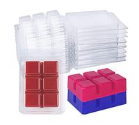 Cpolebev Lot de 100 Moules à Coques en Cire Fondue, Plateau Carré en Plastique Vide Transparent pour Bougies à Tartes à la Cire