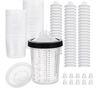 Cpolebev Pour le Pulvérisateur de Peinture HVLP et LVLP, 28 Onces (800 Ml) 50 Tasses et un Ensemble de Systèmes de Couvercle Comprend 1 Anneau de Retenue Dur et 20 Bouchons