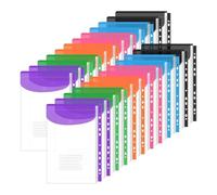 Cpolebev Pour les Pochettes de Classeur pour Bureau à Domicile - Pack de 24, Design à 11 Trous, Extensible avec Bouton-Pression et Étiquette.