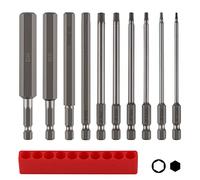 CPROSP 10pcs Embout Allen large 100mm 2-12mm Hex avec Base, Embout de Vissage 6 Pans en Acier S2, Embout BTR 1/4