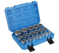 CPROSP 21 Pcs Jeu de Douiles 12 Pans 1/2 8-36mm ouille 12 Pans 1/2 Jusqua 36mm Acier CR-V, Avec un étui Solide et Facile à Ranger