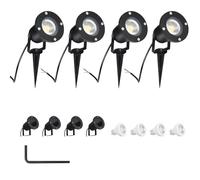 CPROSP 4PCS 5W GU10 Spots de Jardin Ampoules Blanc Chaud Lampes Solaires Etanche pour Extérieur, Jardin, Chemin, Allé, AC85-265V, 3000K