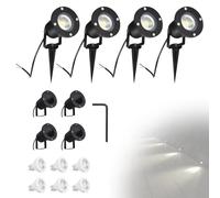 CPROSP 4PCS 5W GU10 Spots de Jardin Ampoules Blanc Froid Lampes Solaires Etanche pour Extérieur, Jardin, Chemin, Allé, AC85-265V, 4000-4200K, Ampoule 2 LED supplémentaire
