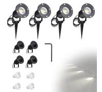 CPROSP 4PCS 5W GU10 Spots de Jardin Ampoules Blanc Froid Lampes Solaires Etanche pour Extérieur, Jardin, Chemin, Allé, AC85-265V, 4000-4200K, avec 150cm Câble d'alimentation