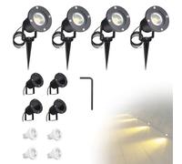 CPROSP 4PCS 5W GU10 Spots Etanche pour Extérieur, Jardin, Chemin, Allé | De Jardin Ampoules Blanc Chaud Lampes Solaires; AC85-265V; 3000K; avec 150 cm Câble d'Alimentation