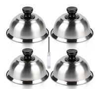 CPROSP 4X Cloche pour Hamburger INOX 16 x 9 cm, Cloche Chauffante | Cloche de Cuisson Burger avec 1 Mini-Tournevis; Cloche à Chaleur pour Steak; pour Fondre le Fromage