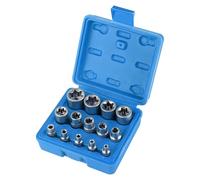 CPROSP Coffret Douille Torx Femelle 1/4" 3/8" 1/2", Douille de Profilés E Torx E4, E5, E6, E7, E8, E10, E11, E12, E14, E16, E18, E20, E22, E24 avec Boîte Bleue