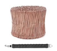 CPROSP Ligature Fer a Beton Cuivré (1000pcs) avec Torsadeuse, Ligatures à Boucle 100mm et Ligatureuse 30cm, Torsadeuse fil de fer pour Lier les Armatures, Construction de Clôtures et Fleuristerie