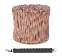 CPROSP Ligature Fer a Beton Cuivré (1000pcs) avec Torsadeuse, Ligatures à Boucle 120mm et Ligatureuse 30cm, Torsadeuse fil de fer pour Lier les Armatures, Construction de Clôtures et Fleuristerie