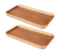 CPROSP Lot de 2 Plateaux Rectangulaires en Bois d'Acacia, 10 x 20 cm | Pour Café, Dessert, Collation, Bougies, Fromages, Cadeaux