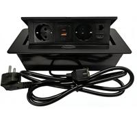 CPROSP Prise encastrable escamotable avec 2 prises, USB C), HDMI 2.0 et RJ45, prise de table escamotable, boîtier en aluminium, prise de table encastrée pour bureau, table de conférence, cuisine