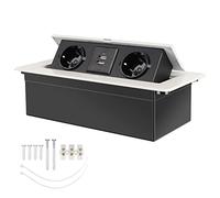 CPROSP Prise Encastrable Plan de Travail Blanc, Multiprise Plan | De Travail Cuisine avec 2 Prises +2USB
