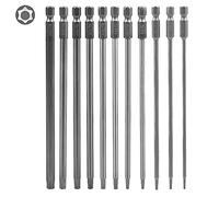 CPROSP Tournevis à Main Sets, 11PCS Torx Hex Tige 150mm, S2 Alliage d'Acier, T5 T6 T7 T8 T9 T10 T15 T20 T25 T27 T30 T40, Embouts Magnétiques