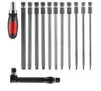 CPROSP Tournevis à Main Sets avec 2 Tournevis à Cliquet Magnétique, 11PCS Torx Hex Tige 100mm, S2 Alliage d'Acier, T5 T6 T7 T8 T9 T10 T15 T20 T25 T27 T30 T40, Embouts Magnétiques