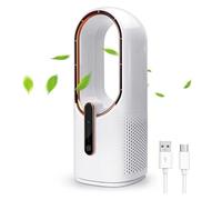 CQAHDSEVF Ventilateur colonne sans pales, Mini ventilateur de bureau sans pales, chargement USB, tactile, 3 vitesses, silencieux, blanc