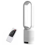 CQAHDSEVF Ventilateur colonne sans pales, Purificateur d'air sans lame 2 en 1, ventilateur tour multi, 20 pouces, Osc 90 °, télécommande 8 vitesses, minuterie 120 minutes, LED tactile(White Silver)