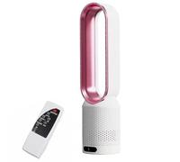 CQAHDSEVF Ventilateur colonne sans pales, Purificateur d'air sans lame 2 en 1, ventilateur tour multi, 20 pouces, Osc 90 °, télécommande 8 vitesses, minuterie 120 minutes, LED tactile(White Pink)