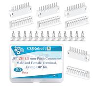 CQRobot JST ZH 1,5 mm Pas 10-Broches Electroniques Connecteurs IC Fiches Mâle, Prises Femelle Boîtier et T Forme Sertir Borne. 100 Ensembles/600 Pièces Assemblage de Câble Adaptateur Fil à Carte.