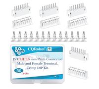 CQRobot JST ZH 1,5 mm Pas 8-Broches Electroniques Connecteurs IC Fiches Mâle, Prises Femelle Boîtier et T Forme Sertir Borne. 50 Ensembles/500 Pièces Assemblage de Câble Adaptateur Fil à Carte.
