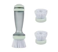 CQT Brosse à vaisselle, brosse à récurer avec distributeur de savon pour vaisselle, évier de cuisine, casserole, poêle, 1 brosse 2 recharges