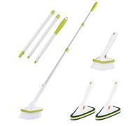 CQT Brosse de nettoyage 2 en 1 pour salle de bain avec manche long extensible de 116.8 cm, poils rigides détachables, la douche, la salle de bain