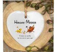 Cr5 Plaque en céramique en forme de cœur avec citation du Roi Lion inspiré par Walt Disney Hakuna Matata