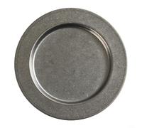 Crabop Assiette ronde en acier inoxydable doré antique texturé rétro pour steak, pizza, dessert (A)
