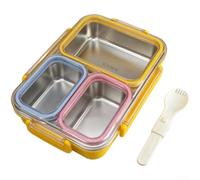Crabop Boîte à Déjeuner Métal avec Compartiment Amovible(Yellow) | Acier inoxydable 304, pour robuste, résistant à la , sûr pour aliments, longue durée de vie