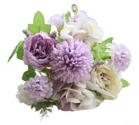 Crabop Bouquet de pivoines d'hortensia artificielles en soie faites à la main pour mariage, décoration d'intérieur, accessoire de photographie, centre de table, 32 cm, rose (violet)