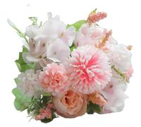 Crabop Bouquet de pivoines d'hortensia artificielles en soie faites à la main pour mariage, décoration d'intérieur, accessoire de photographie, centre de table, rose - 32 cm