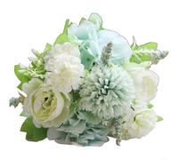Crabop Bouquet de pivoines d'hortensia artificielles en soie faites à la main pour mariage, décoration d'intérieur, accessoire de photographie, centre de table, 32 cm, rose (vert)