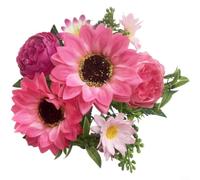 Crabop Bouquet de tournesols artificiels 31 cm - Fleurs réalistes en soie pour mariage, maison, vacances, centre de table, décoration de table - Jaune automne (D)