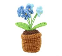 Crabop Bouquet Myosotis Crochet Main Pot pour mini 6x12cm pour déco(Blue) | avec soin, design unique, pot pour mini 6x12cm, pour idéal décoration maison, bureau