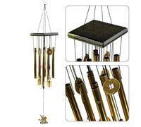 Crabop Carillon à Vent Métal Doré 63cm Mélodie Apaisante Jardin Balcon