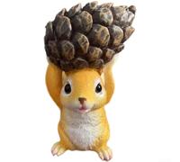Crabop Figurine Écureuil en Résine Tenant une Pomme de Pin, Décoration Mignonne Minimaliste de 13 cm pour Bureau, pour étagère et Intérieur