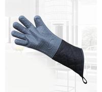 Crabop Gants Cuisine Four Anti-Chaleur Protection Avant-Bras(gray) | Résiste 800°C, protection four et grill, matériau ignifuge sûr, manipulation ustensiles brûlants