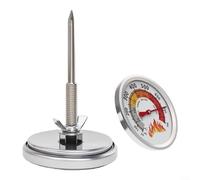 Crabop Jauge de température de barbecue en acier inoxydable de 10 à 426,7 °C - Grand cadran analogique pour griller, rôtir au four, thermomètre à viande sans pile