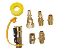 Crabop Kit Raccords pour gaz Propane RV 7 en Laiton avec Robinet d'Arrêt, Adaptateur 3/8" Flare x 1/4", pour Camping-Car, Barbecue et pour chauffage